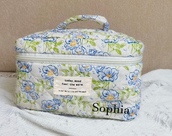 Trousse de maquillage simple et pratique avec des fleurs, trousse de maquillage ou mini trousse de maquillage, trousse de toilette, pochette de voyage, cadeaux de Noël, cadeau de demoiselle d'honneur