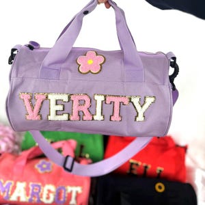 Bolsa de baile personalizada para niñas, bolsa de chenilla con letras para niñas pequeñas, regalo para bailarinas, gimnastas o animadoras. Bolsa de baile personalizada para niñas.