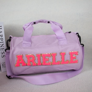 Sac de danse personnalisé pour fille, Sac de sport avec lettre en chenille pour tout-petit, Cadeau pour danse/gymnastique/Cheer Girls, Cadeau parfait, Cadeau de Noël