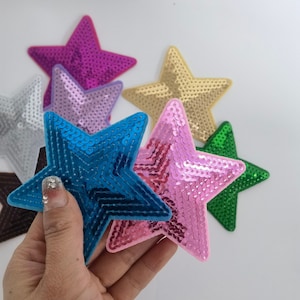 Sequin Star Patch, 3” Sequin Star iron on patch, diy patch