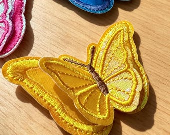 3D Embroidered 2 Layer Butterfly Multi Color Iron On Patches DIY Clothing Bag Accessories Project Deco Sewing and Kids Craft Supply 5cm
