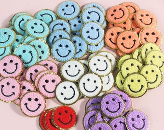 Chenille Smiley Gesicht Bügelbild Patch