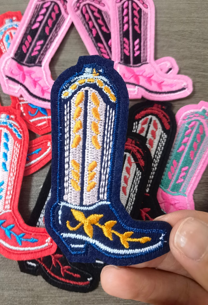 Cowgirl Boot Iron-on Patch: Pink Western Embroidery (2.0x3.2 Inch) - Etsy