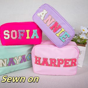 XL Custom Nylon Makeup Bag Chenille Patch Custom Makeup Bag |Nylon Pouch Bag, Bags for patches, Toiletry Bags, Summer Travel Cases