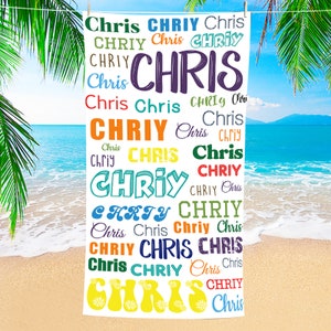 Personalized Microfiber Beach Towel: Custom Name Travel Towel