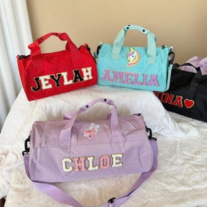 Custom Dance Bag For Girls, Chenille Letter Duffle Bag, Toddler dance bag, Dancing/Gymnastic/Cheer bag,  Christmas Gift