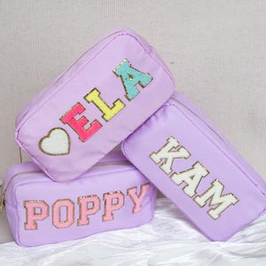 Personalized Nylon Makeup Bag: Custom Chenille Patch Toiletry Pouch