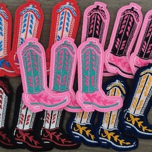 Parche de bota vaquera rosa - Despedida de soltera -Nashville -Iron On - Parche- Bota occidental- Vaquera espacial- Chica sureña - Hat Bar