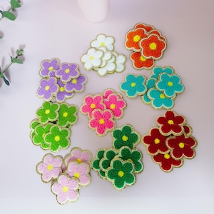 Chenille Multi-Color flowers Iron On Patch