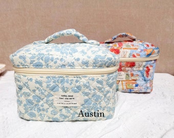 Nouvelle trousse de maquillage simple et pratique avec des fleurs, trousse de maquillage ou mini trousse de maquillage, trousse de toilette, pochette de voyage, cadeaux de Noël, cadeau de demoiselle d'honneur