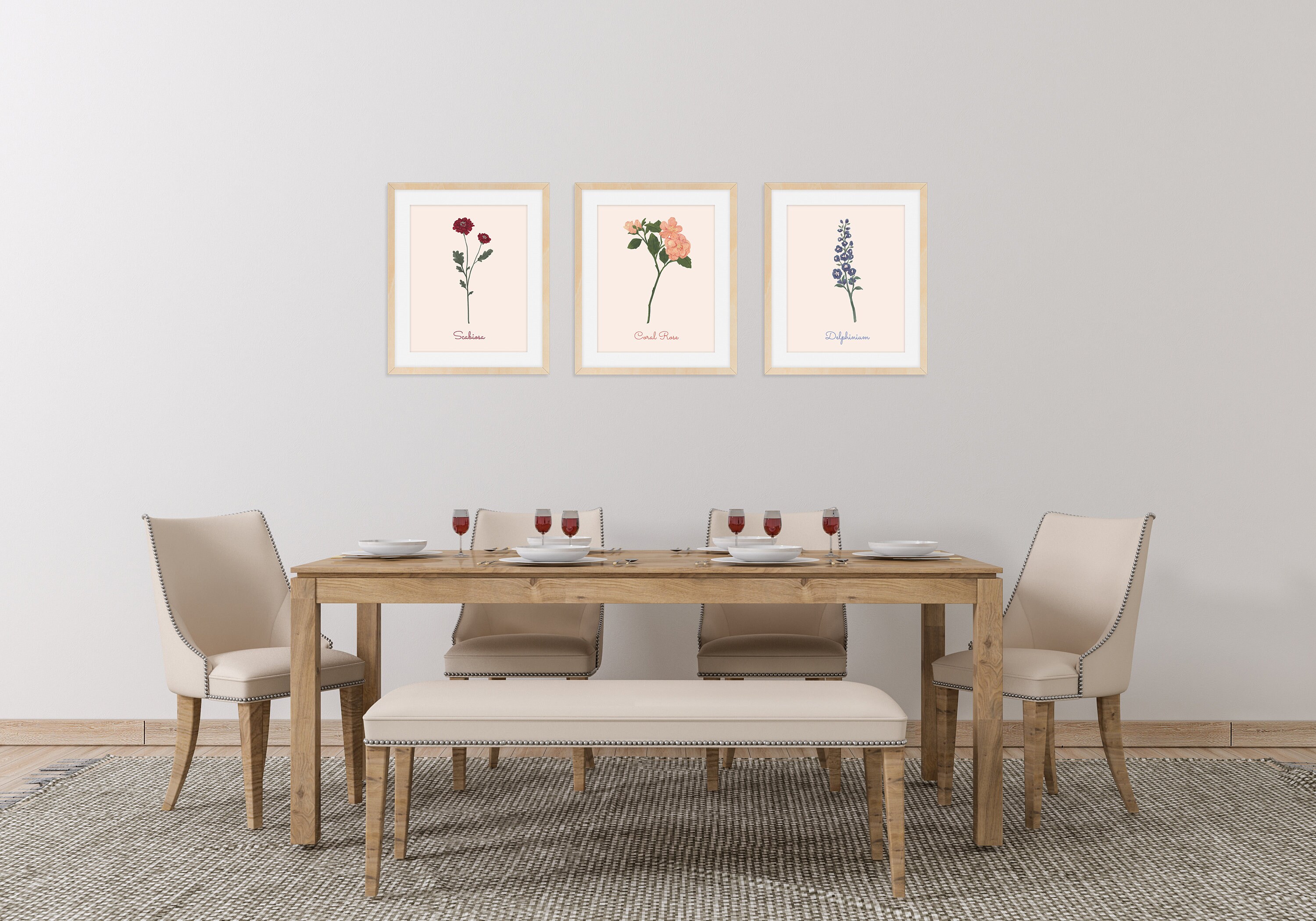 Botanical Print Set Floral Print Set Set of 6 Prints - Etsy
