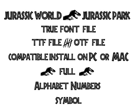 Jurassic park font file Jurassic world letters compatible | Etsy