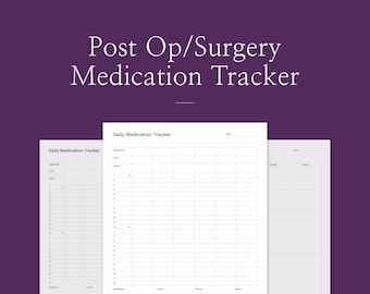 Post Op Medicine Tracker | Daily Medication Diary | Post Surgery Care