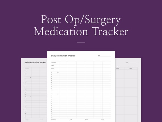 Post Op Medicine Tracker Daily Medication Diary Post - Etsy