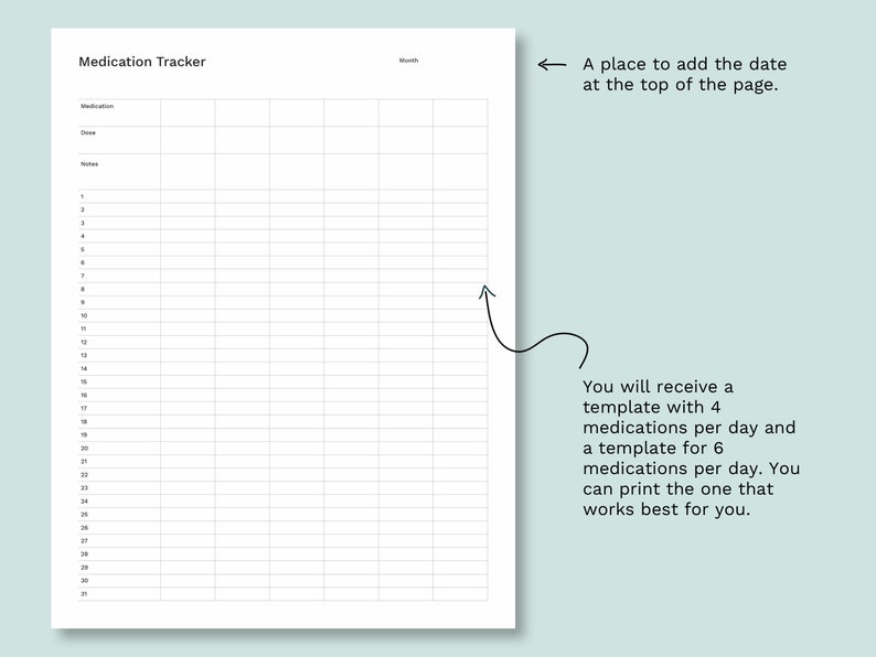 Easy Medication Tracker | Monthly Medication Journal | Simple Med ...