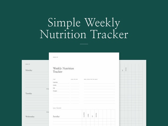 Simple Weekly Nutrition Tracker | Calorie Tracker | Nutrition and Calorie Tracker