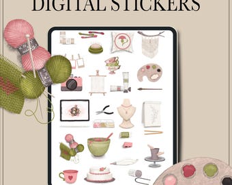 Creative Hobby Digital Stickers | Noteful DIY 2026 2027 Calendar Kit | Handdrawn Planner Stickers, Goodnotes Monthly Calendars