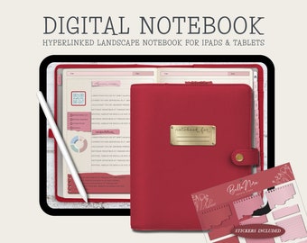 Horizontal Digital Notebook, Digital Notes,Cornell journal,Goodnotes Cornell notes,Notability template,goodnotes template,iPad Notebook