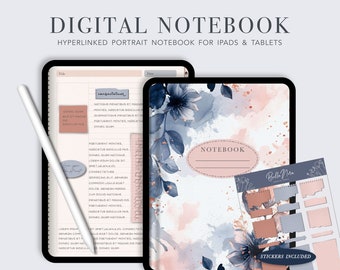 Portrait Digital Notebook, Digital Notes,Cornell journal,Goodnotes Cornell notes,Notability template,goodnotes template,iPad Notebook