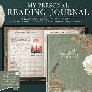 Digital Ipad Reading Journal, Digital Book Shelf, Student Reading Log, Book Review Journal, Goodnotes Reading Planner, ipad Reading Planner