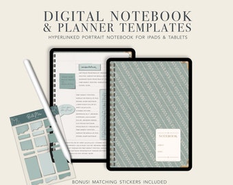 portrait Digital Notebook, Digital Notes,Cornell journal,Goodnotes Cornell notes,Notability template,goodnotes template,iPad Notebook