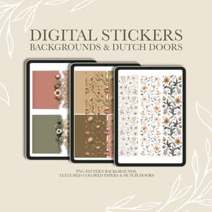 Noteful Background Digital Stickers, Pattern Planner Stickers, Digital Daily Stickers, GoodNotes Sticker Book, Dutch Door Journal Stickers