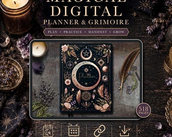 Witchy Undated Digital Planner, 2026 Digital Planner and Grimoire, notability planner, digital life planner, Book of Shadows, Baby Witch