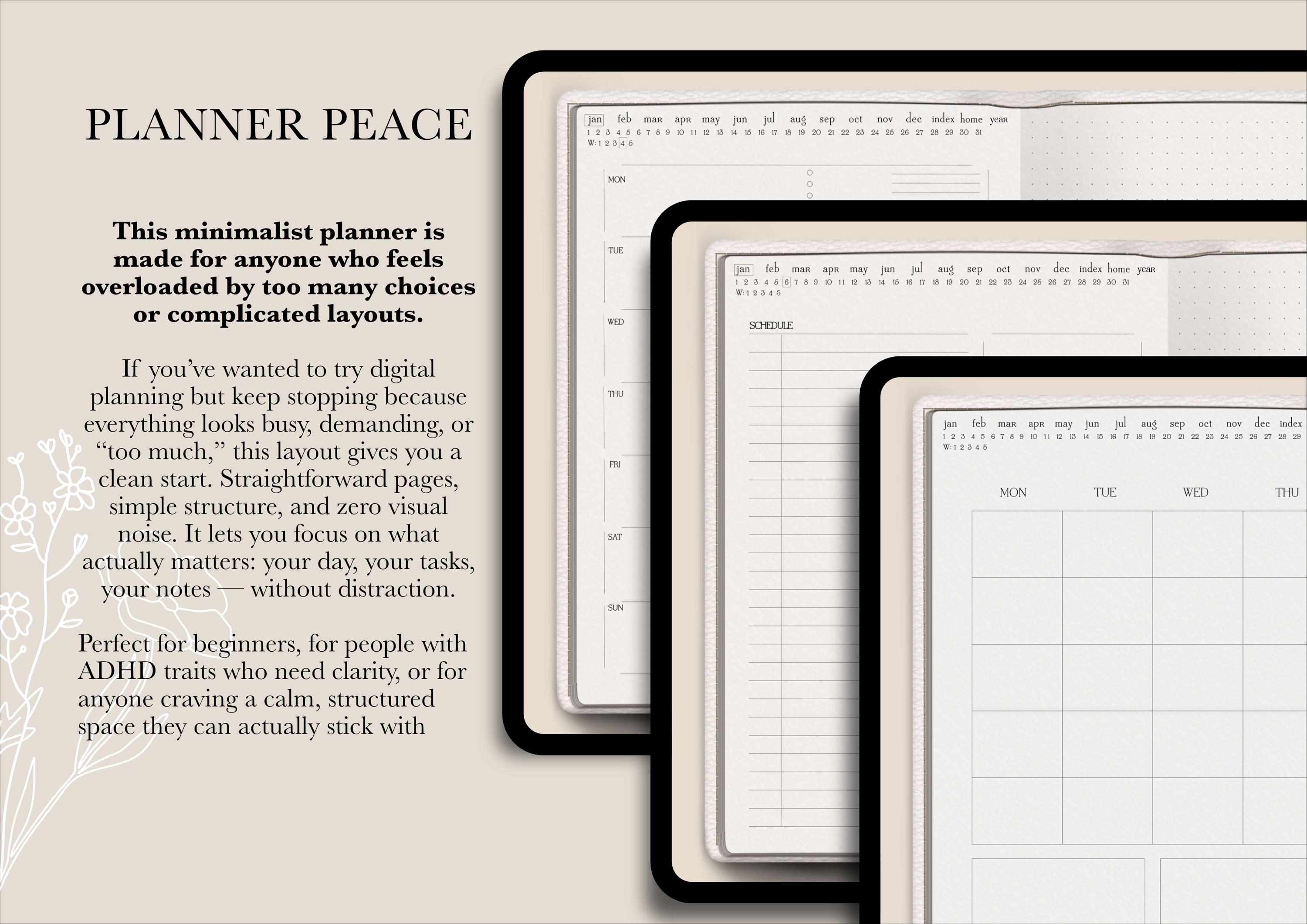 Minimalist Digital Noteful Planner 2026 | Undated Goodnotes Hyperlinked ...