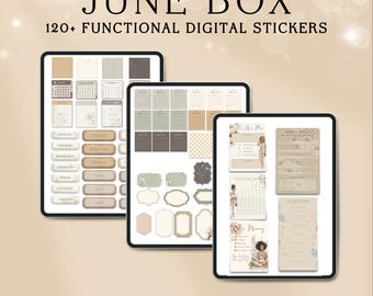 Functional Digital Stickers GoodNotes | June Planner Sticker Kit iPad | Habit Tracker Stickers Noteful | Weekly Spread Planner Labels