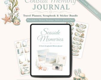 Coastal Memory Journal, Hyperlinked Digital Travel Scrapbook for GoodNotes