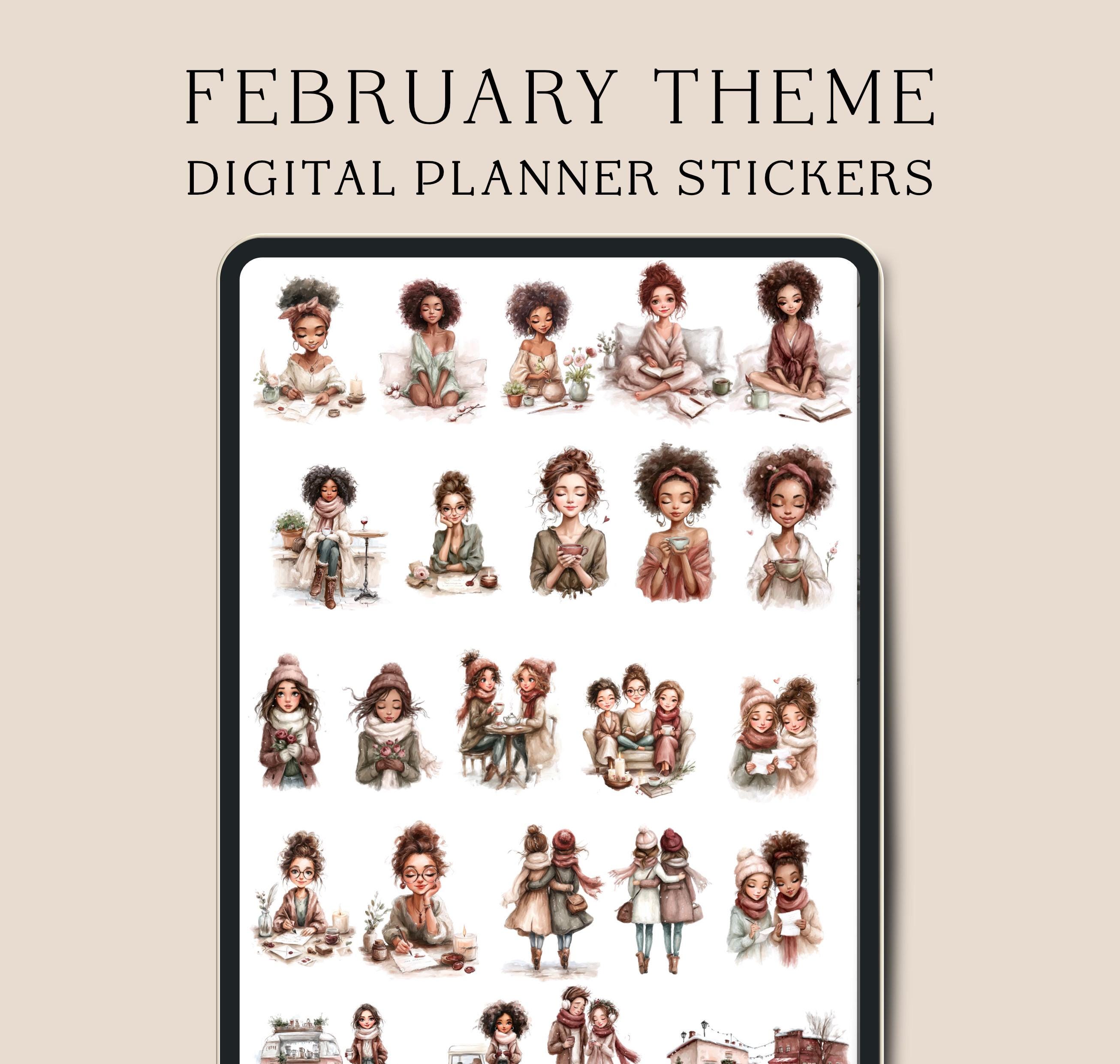 February Digital Planner Stickers | Cozy Winter Sticker Set, Floral ...