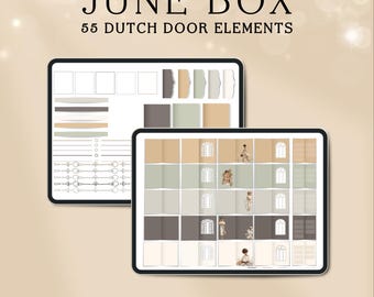 Dutch Door Stickers GoodNotes | June Digital Planner Stickers iPad | Boho Planner Spread Elements | Noteful Sticker Book Aesthetic