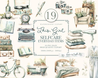 WATERCOLOUR CLIPART Everyday Clipart | Junk Journal Clipart | That Girl Clipart | Everyday clipart for scrapbooking and digital planning