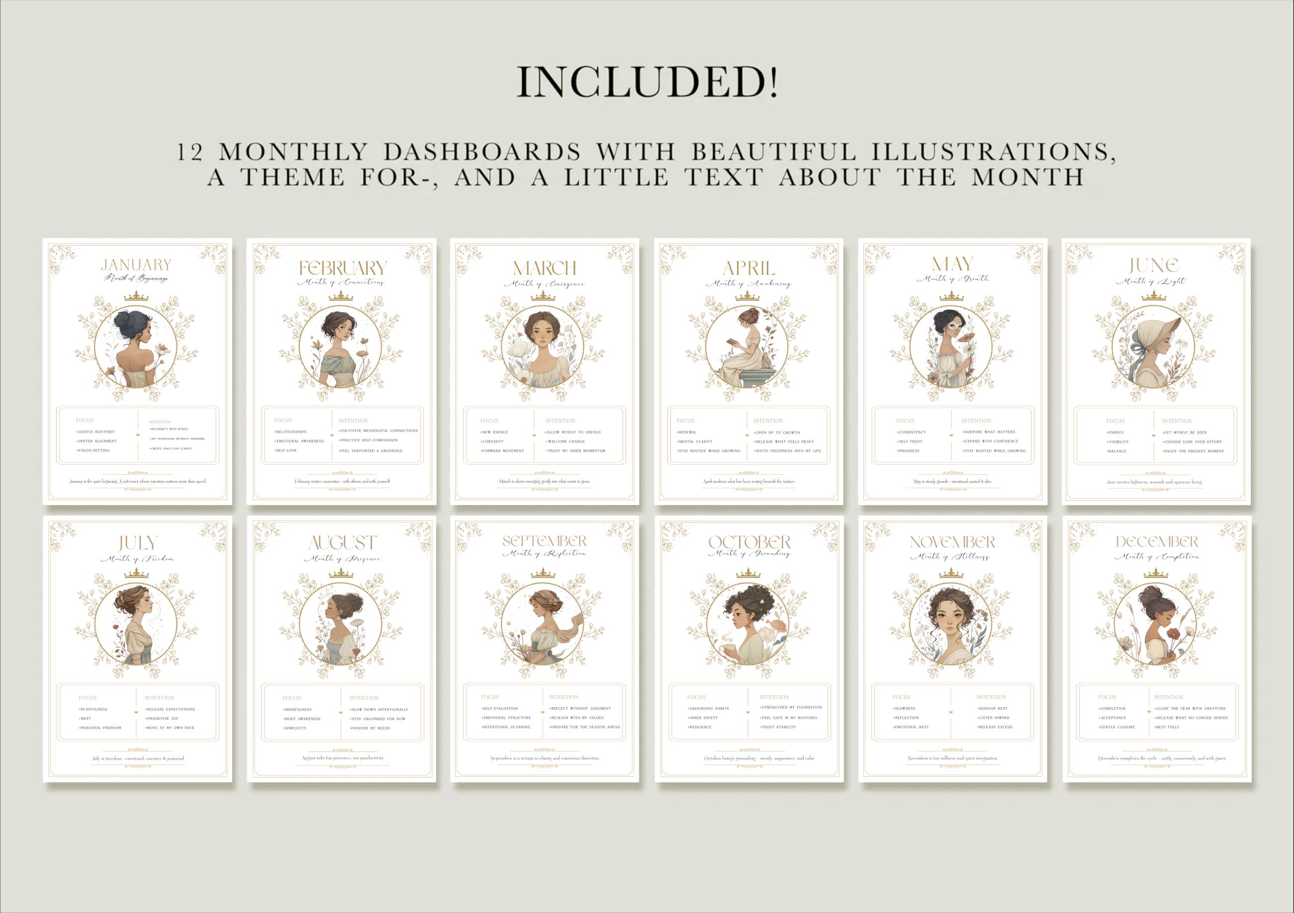 Regency Monthly Dashboards | Printable & Digital Planner Covers ...