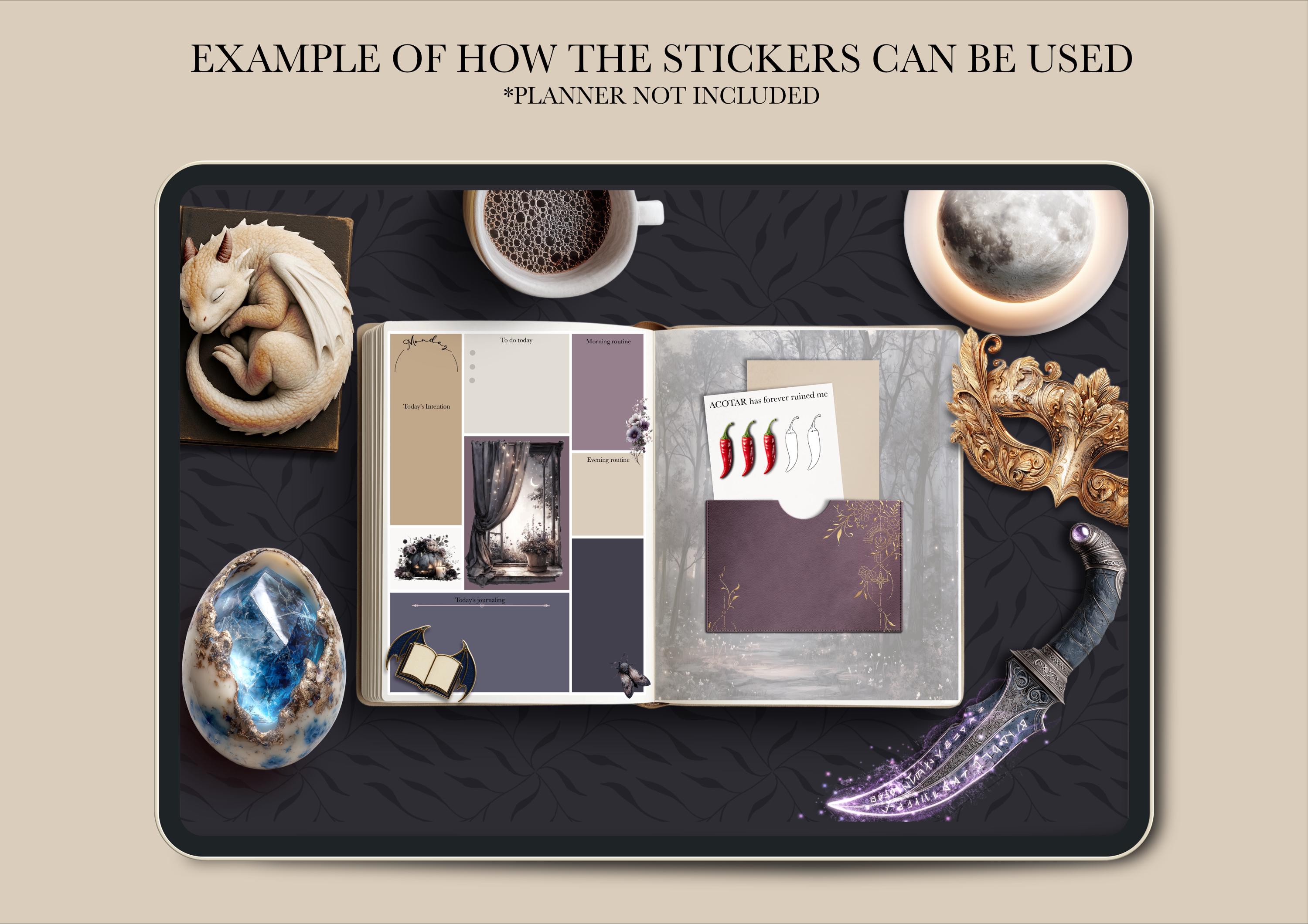 Romantasy Digital Sticker Bundle | Booktok Planner Kit | Fantasy ...