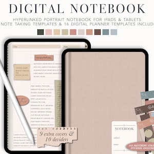 Portrait Digital Notebook, Digital Notes,Cornell journal,Goodnotes Cornell notes,Notability template,goodnotes template,iPad Notebook