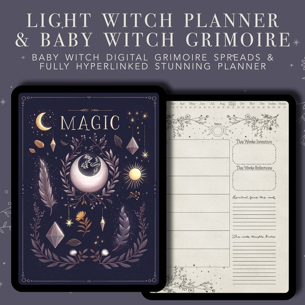 Witchy Planner / 2024 Planificador Digital y Grimorio / planificador de notabilidad / planificador de vida digital / planificador digital sin fecha, Libro de las Sombras