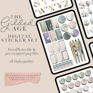 Bloemen-esthetiek DIGITALE STICKERS | GoodNotes-stickers | Esthetische stickers | Digitale plannerstickers, notabilitystickers, The Gilded Age