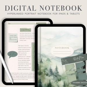 Portrait Digital Notebook, Digital Notes,Cornell journal,Goodnotes Cornell notes,Notability template,goodnotes template,iPad Notebook
