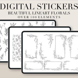 Stickers floraux remarquables, Stickers humeur printanière, Stickers numériques GoodNotes, Stickers Planner Spread Creator