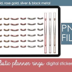 Realistic Rings for DIY Digital Planner, Goodnotes, iPad, Digital Journal Stickers, digital binder Rings with Limited Commercial License