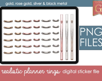Realistic Rings for DIY Digital Planner, Goodnotes, iPad, Digital Journal Stickers, digital binder Rings with Limited Commercial License