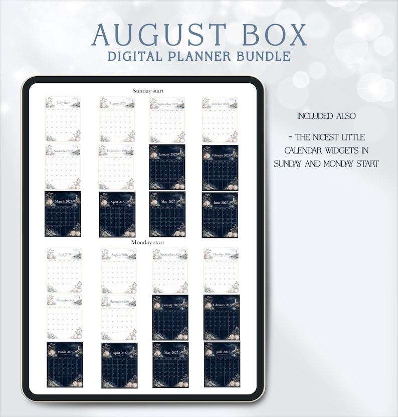 Complete August digital planner bundle, 600+ elements, PDF planner, PNG stickers, GoodNotes & Noteful sticker books. Instant download image 17
