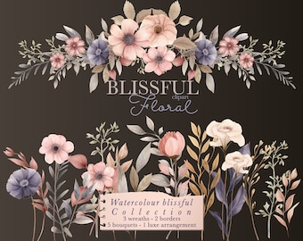 Watercolor Floral Clipart for invitations and weddings, Wildflowers Clipart, Wedding Clipart, Wild Flower Clipart, Commercial use