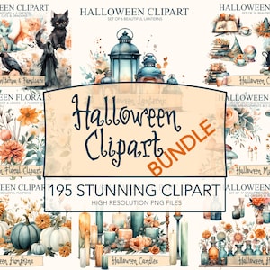 Watercolour halloween clipart bundle: Digital Clipart Bundle, Enhance your projects with watercolour halloween clipart, Commercial use