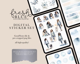 Watercolour Digital Sticker set for Digital Planner, Digital ephemera Stickers, vintage Digital Stickers, GoodNotes Junk Journal Stickers,