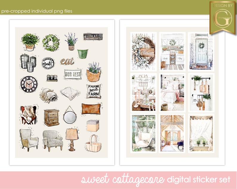 Cottagecore Digital Planner Stickers for Goodnotes or Xodo ,ipad ...