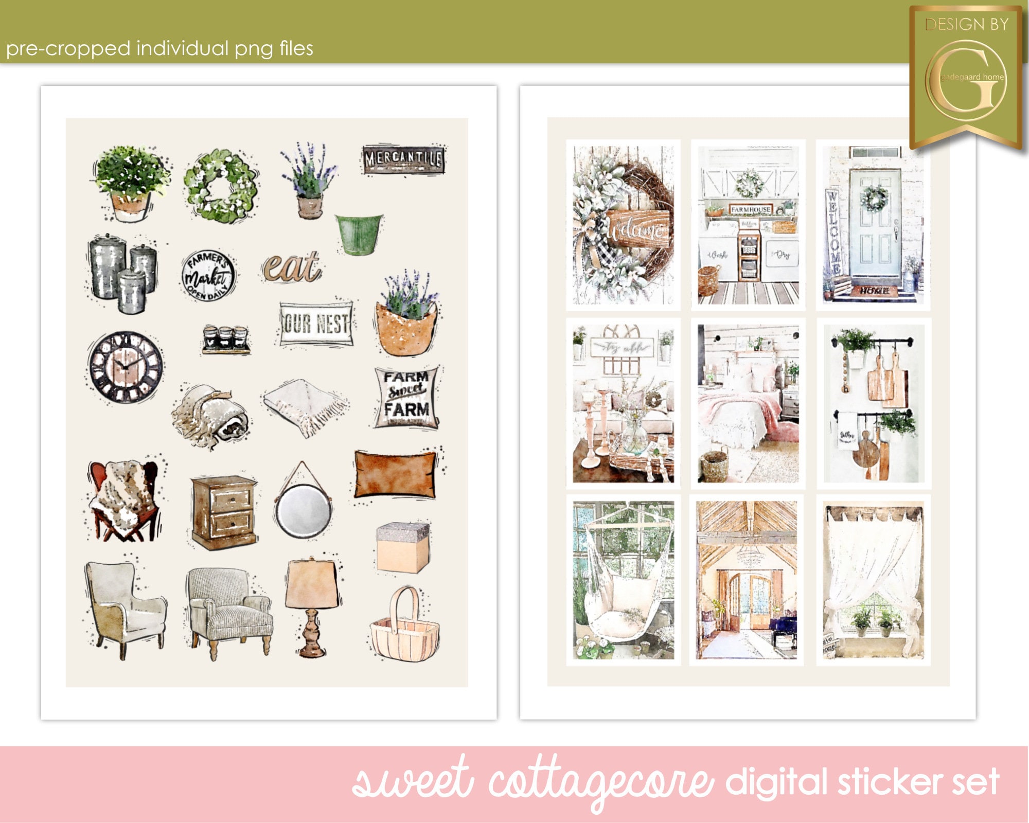 Cottagecore Digital Planner Stickers for Goodnotes or Xodo - Etsy