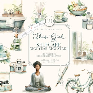 AQUARELLE CLIPART Clipart Soins personnels | Clipart Journal indésirable | Cette fille des cliparts | Images clipart spa et beauté pour le scrapbooking et la planification numérique