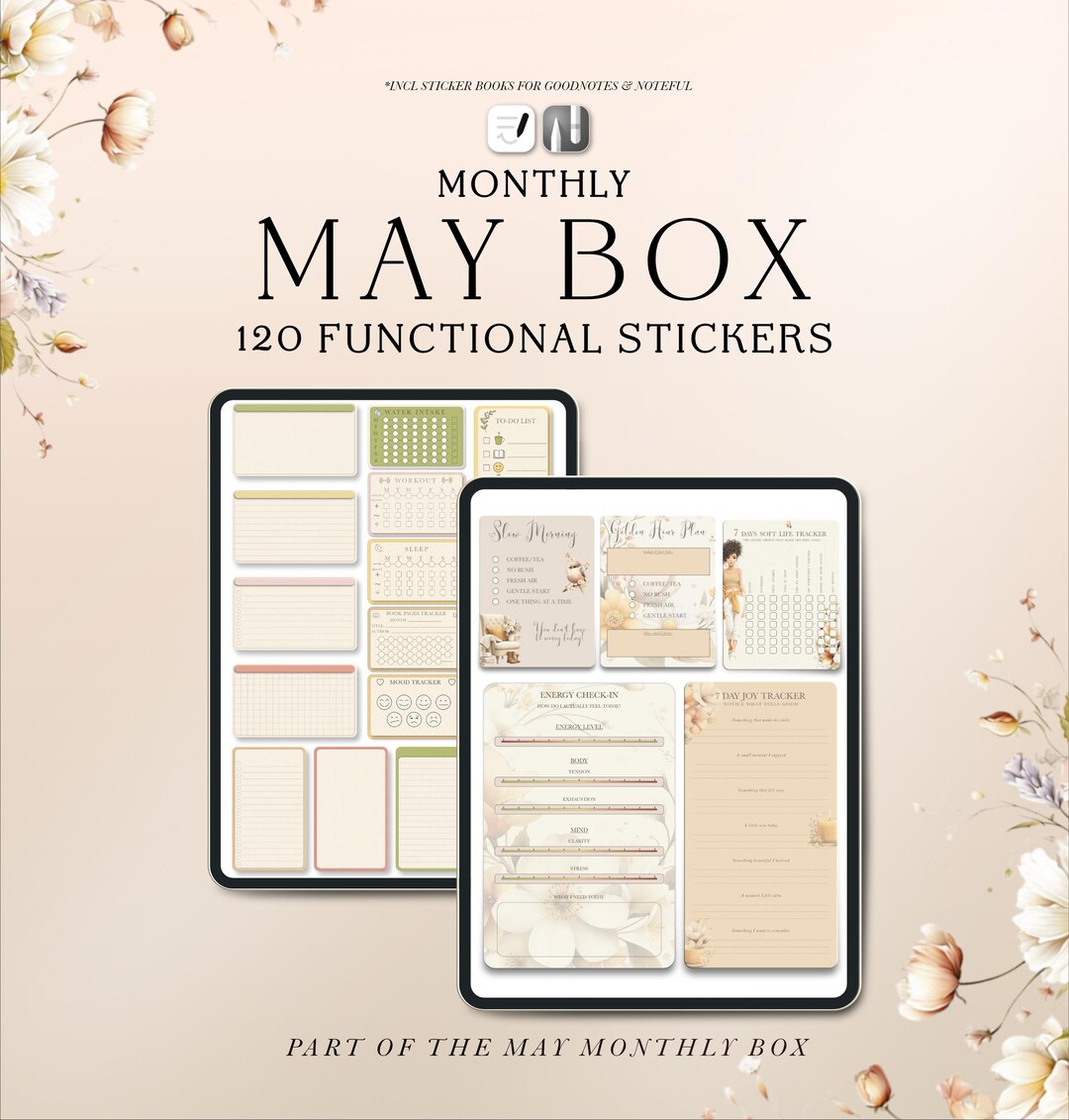 May Functional Stickers for Digital Planner, Goodnotes Noteful Sticker ...